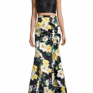 Xscape Satin Floral Two Piece Gown